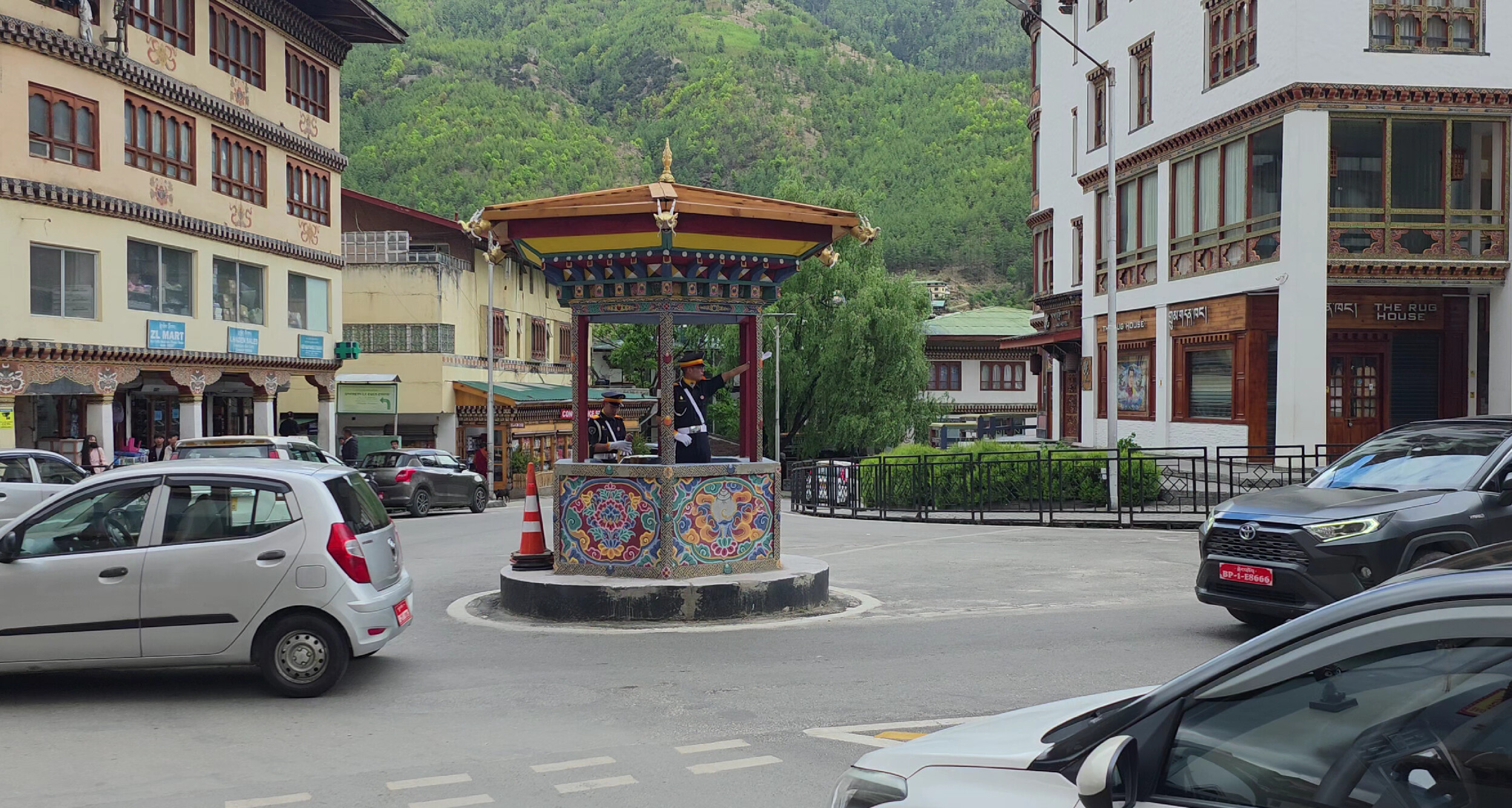Street with traditional architecture in Bhutan